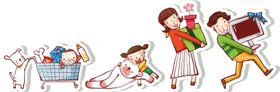 一家人团圆素材海报中秋喜庆新年插画