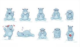 河马动物园卡通动物表情包