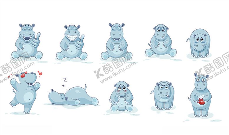 编号：70631510311737036407【酷图网】源文件下载-河马动物园卡通动物表情包