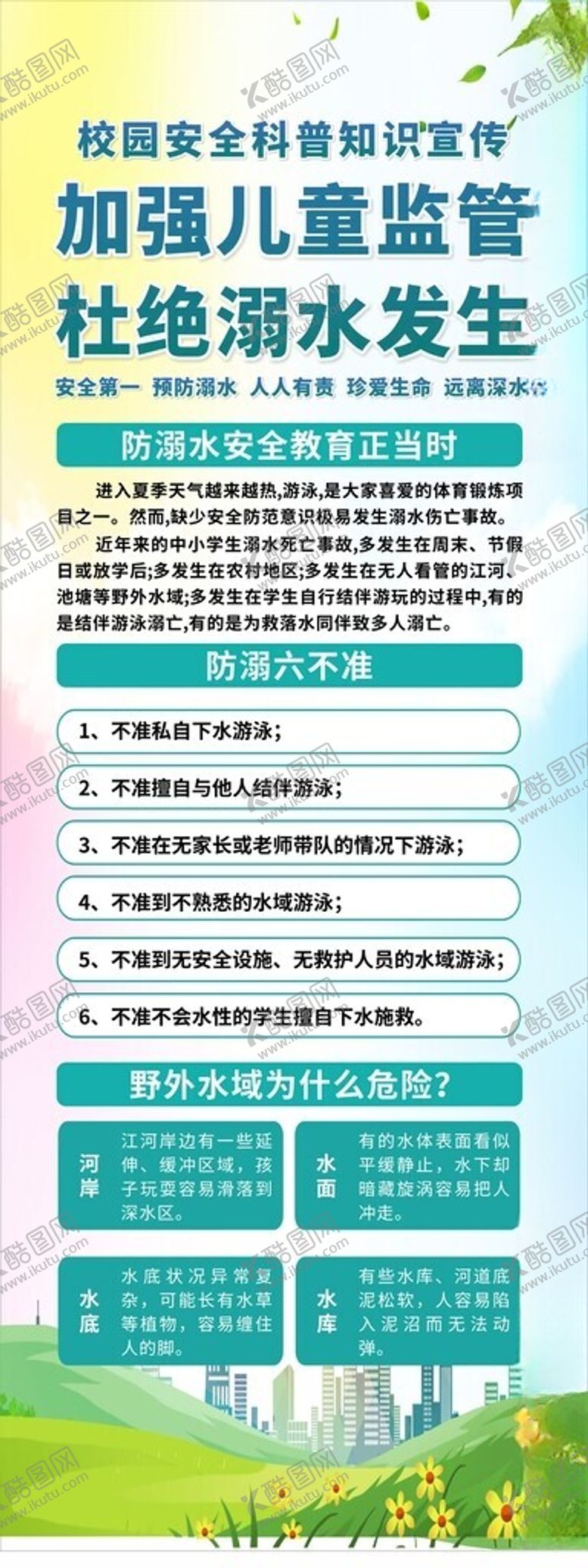 编号：34500305250149068979【酷图网】源文件下载-溺水知识展架