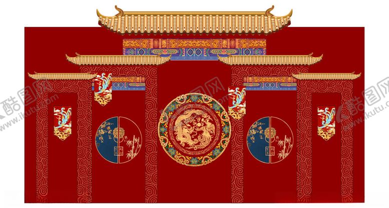 编号：84980004082237116531【酷图网】源文件下载-中式红色婚庆背景