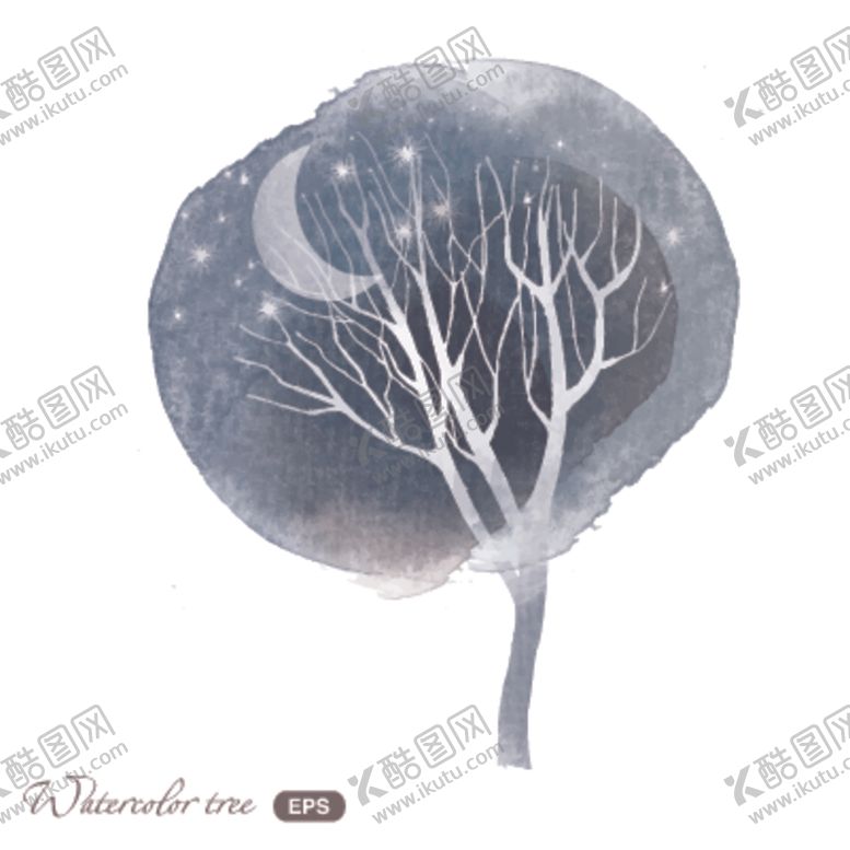 编号：42906910121314315820【酷图网】源文件下载-梦幻水彩植物树木插画