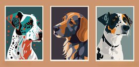 三只萌犬插画