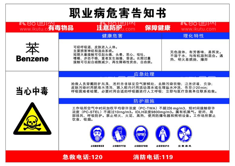 编号：99264710180727067818【酷图网】源文件下载-苯职业病预防告知书