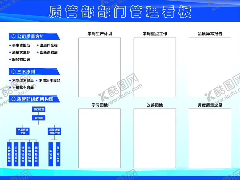 编号：44952912071436348479【酷图网】源文件下载-质量管理展板看板