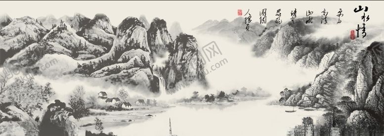编号：62424606160138226992【酷图网】源文件下载-山水画水墨画装饰画