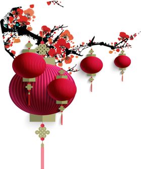 中国风水墨花卉PNG免扣