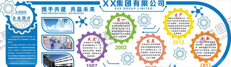 编号：34590011011956587569【酷图网】源文件下载-企业文化墙历史进程时间轴