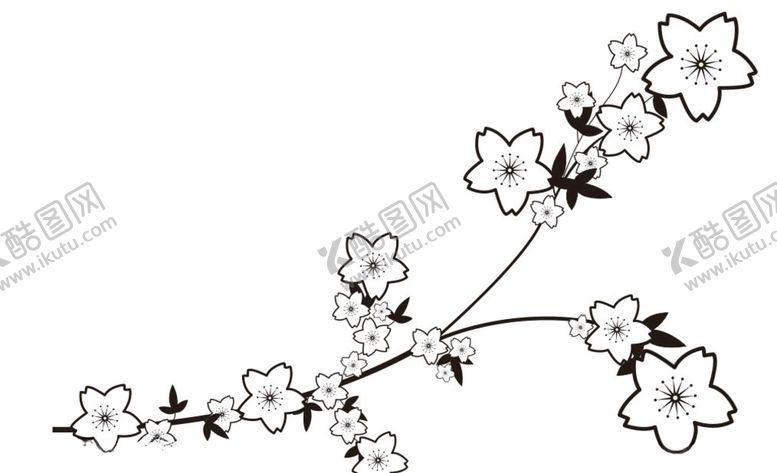 编号：66184105101939359788【酷图网】源文件下载-矢量花线稿桃花