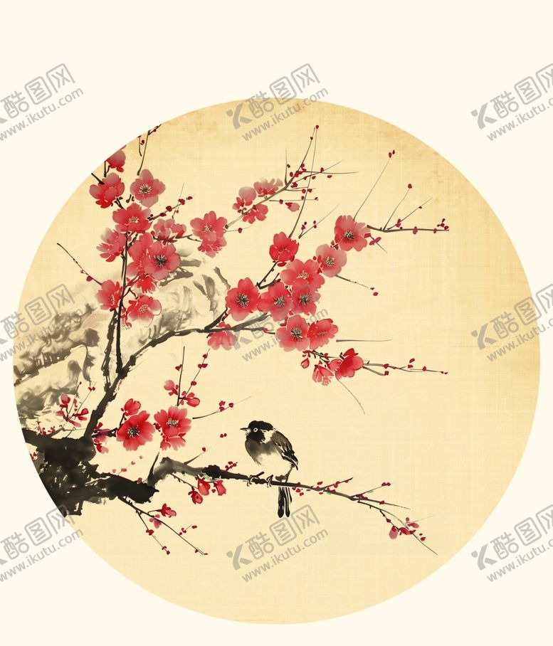 编号：33181202050808269763【酷图网】源文件下载-水墨花鸟扇面