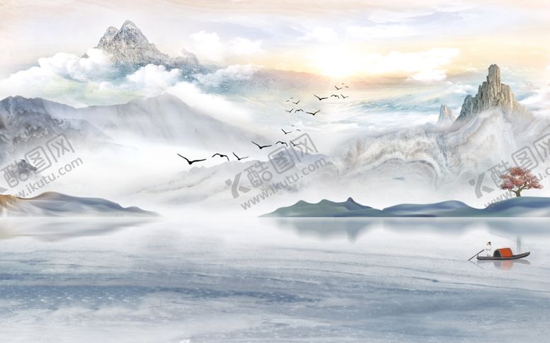 编号：30823707041750458656【酷图网】源文件下载-水墨山水背景墙