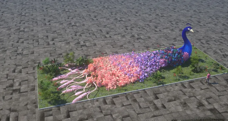 编号：57413604220843207136【酷图网】源文件下载-孔雀植物花艺C4D模型