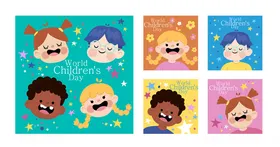 多彩儿童笑脸插画