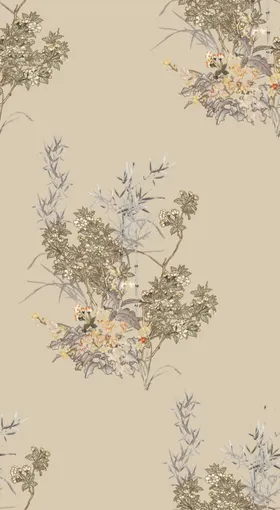 小碎花大牌印彩块手绘卉
