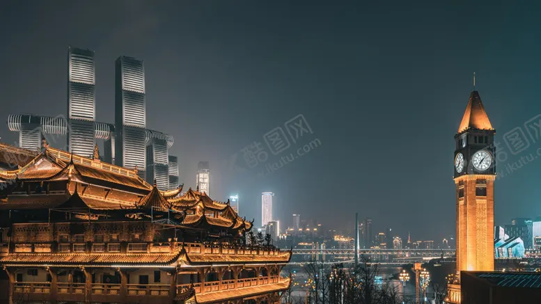 编号：23724402071733272774【酷图网】源文件下载-夜色中的城市建筑