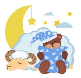 卡通绵羊睡觉插画