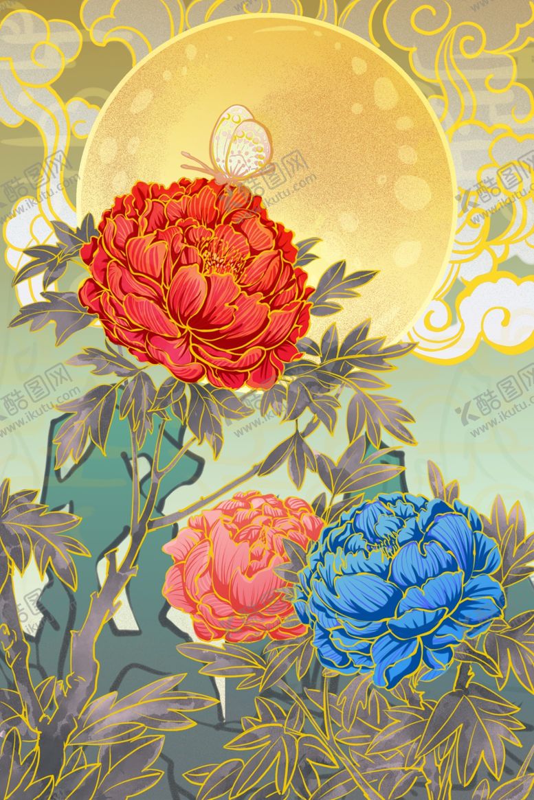 编号：83018104242254081145【酷图网】源文件下载-牡丹映日图