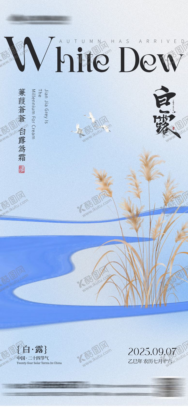 编号：71172510030512554468【酷图网】源文件下载-白露节气简约插画海报
