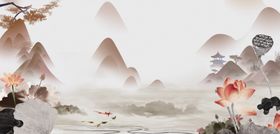 国潮山水国风水墨风景中国风