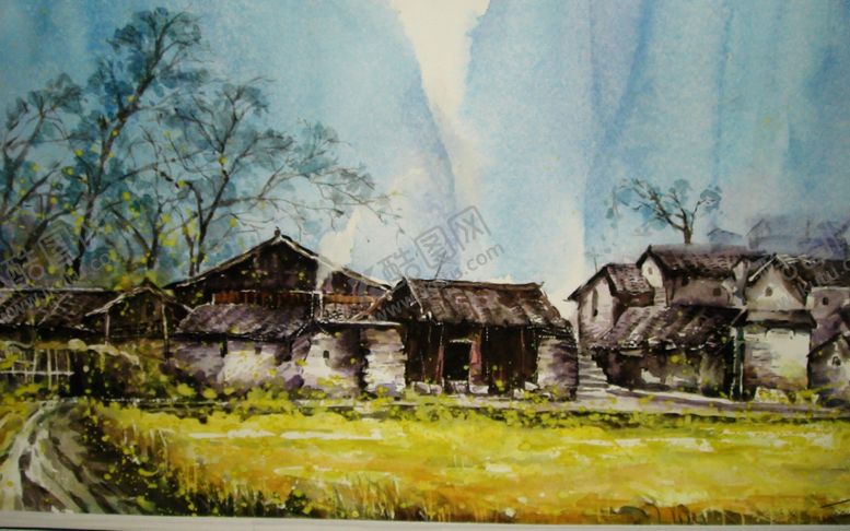 编号：61441409200149178219【酷图网】源文件下载-复古农村水墨画