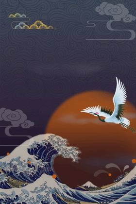 中国风国潮背景绘画元素花鸟画