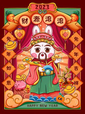 春节新年元旦国潮插画海报