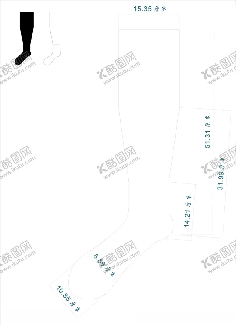 编号：72301404290527128382【酷图网】源文件下载-25号袜子定型板轮廓图