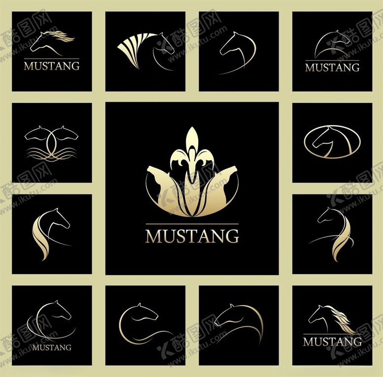 编号：90282306260225148427【酷图网】源文件下载-Mustang品牌标志设计集合