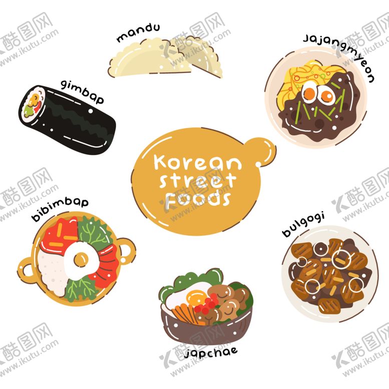 编号：80317212300445216170【酷图网】源文件下载-韩国美食插画