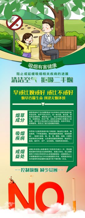 绿色禁止吸烟宣传展板