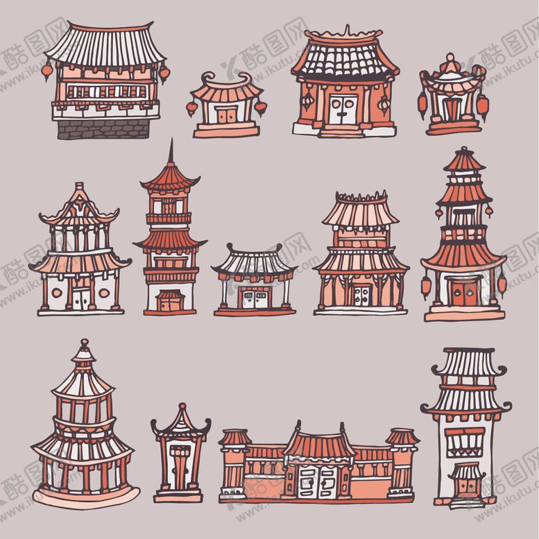 编号：78581807060508276392【酷图网】源文件下载-中式建筑物插画