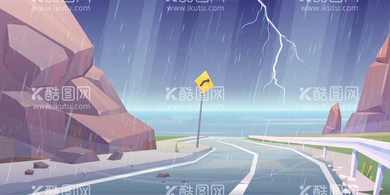 编号：20367910040649462089【酷图网】源文件下载-闪电下雨天气