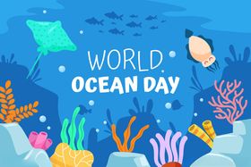 世界海洋日海底场景插画