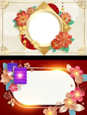 高档喜庆美丽剪纸花朵背景
