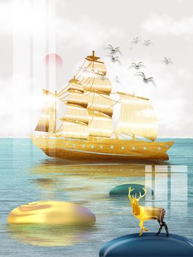 现代简约装饰中式创意北欧画发财树