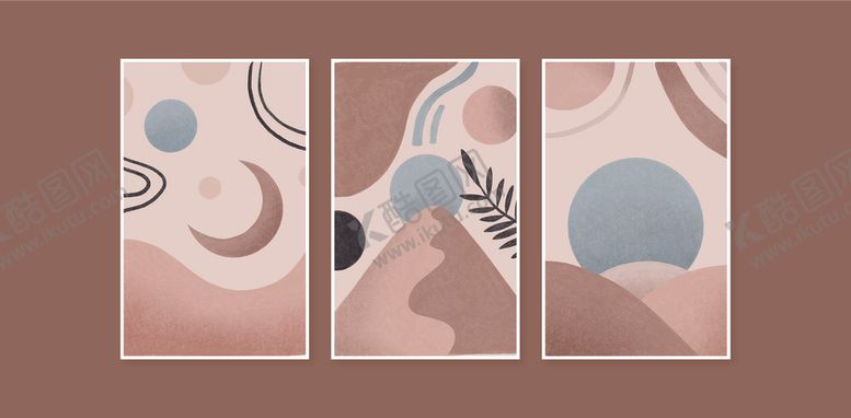 编号：70056610030624231160【酷图网】源文件下载-抽象几何装饰画组合