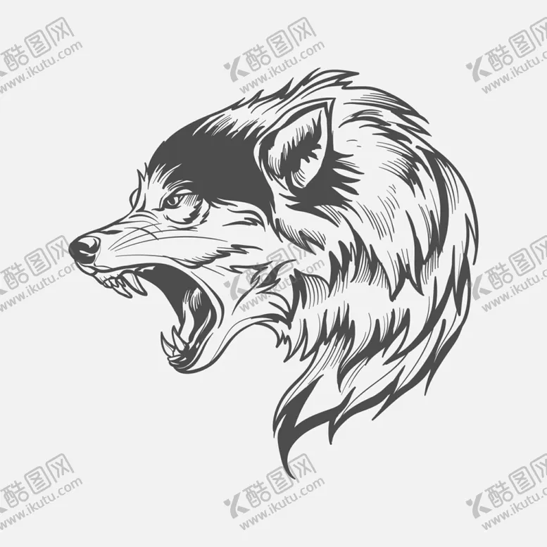 编号：87777706301849291703【酷图网】源文件下载-手绘狼插画图案