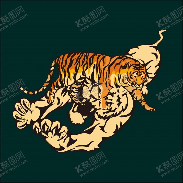 卡通老虎妈妈图标矢量凶猛