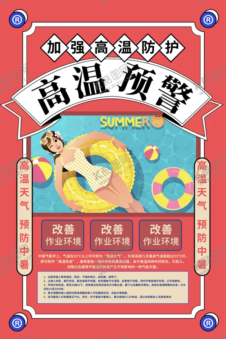 编号：35081909161605402543【酷图网】源文件下载-红色简约时尚高温预警海报