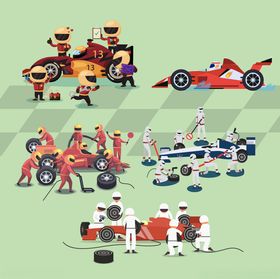 赛车维修场景插画