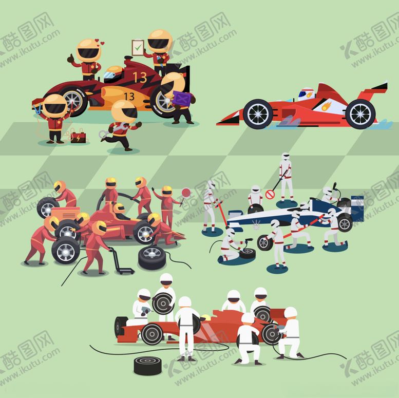编号：16656304220027531824【酷图网】源文件下载-赛车维修场景插画