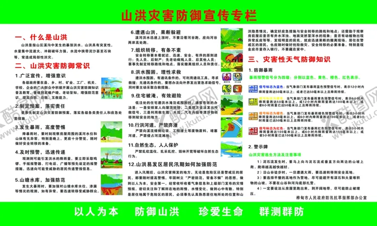 编号：92691902280658307276【酷图网】源文件下载-山洪危害宣传栏