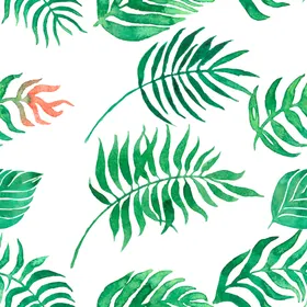 手绘树叶小辰数码印花大牌花型300DPI