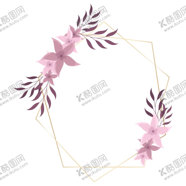 编号：84412401210031475824【酷图网】源文件下载-金色边框植物花环