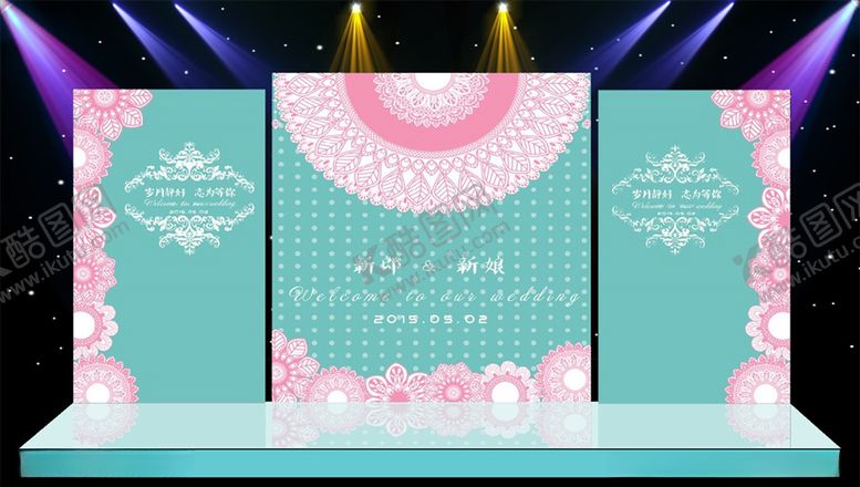 编号：87760609261939046641【酷图网】源文件下载-婚礼现场舞台迎宾区场景布置