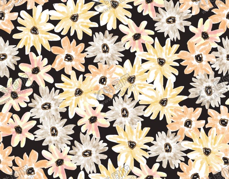 编号：23622310081804257809【酷图网】源文件下载-黑底清新渐变小雏菊