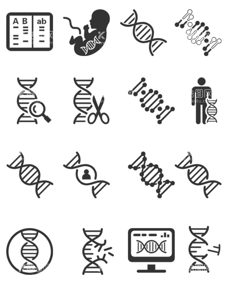 编号：55559312031029544362【酷图网】源文件下载-人类基因简约风标签图标免扣