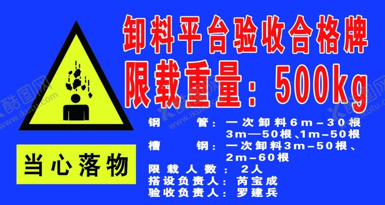 编号：28983405050740319859【酷图网】源文件下载-卸料平台合格牌