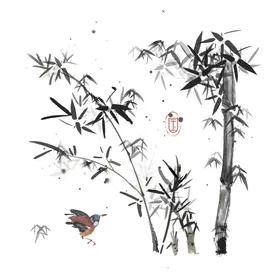 中国风画水墨素材背景水墨植物