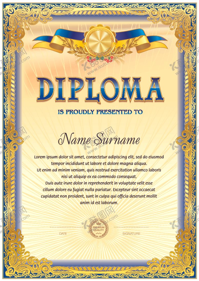 编号：75018109181816159720【酷图网】源文件下载-证书模板